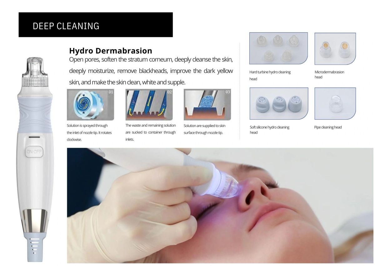 Manufacturer material: hydro-dermabrasion handpiece and cleaning heads