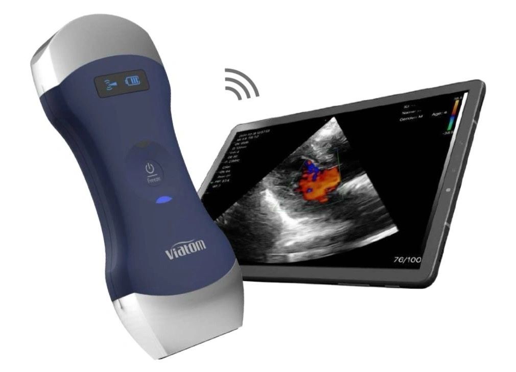 Dual-head handheld unit with app-based imaging display
